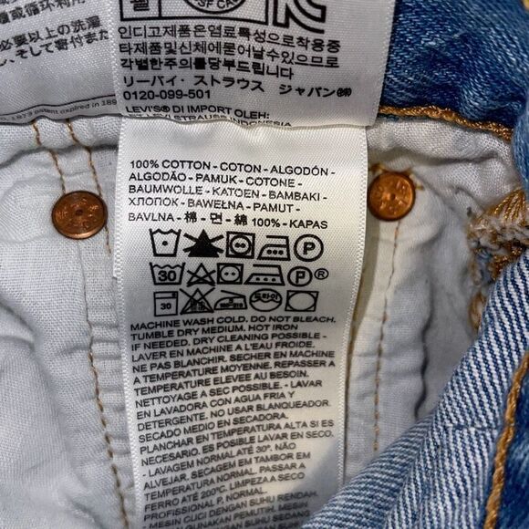 Levi's 501 Womens High Rise Button Fly Distressed Skinny Denim Jeans Blue Sz 24 - Picture 9 of 14